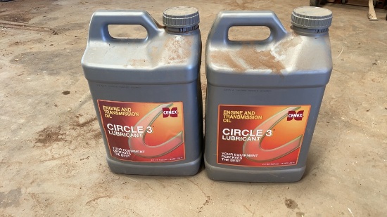 Partial jugs of hydraulic oil