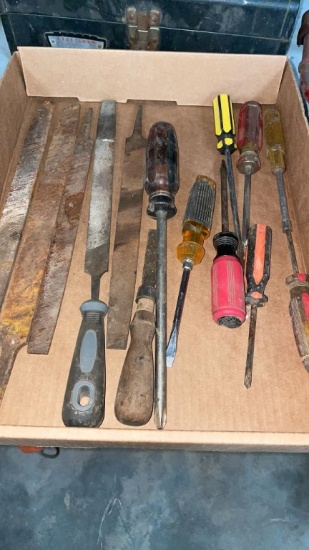 Box of screwdrivers & files