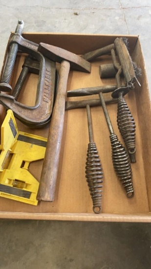 Slag hammers, C-clamps & level