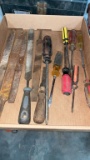 Box of screwdrivers & files