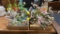 2 boxes of glass flowers