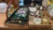2 boxes of glass flower hangings, hummingbird