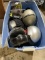 Large tub of ATV/motorcycle helmets & goggles