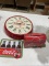 Coca-Cola clock,lunchbox & tin