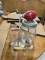 Antique churn, milk bottle & ice pick