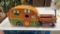 Metal camper wall hanging & little wagon