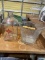 Glass Gandy’s milk jug & basket