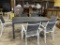 Alum extension table w/6 chairs