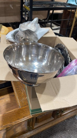 Box of silver serving items