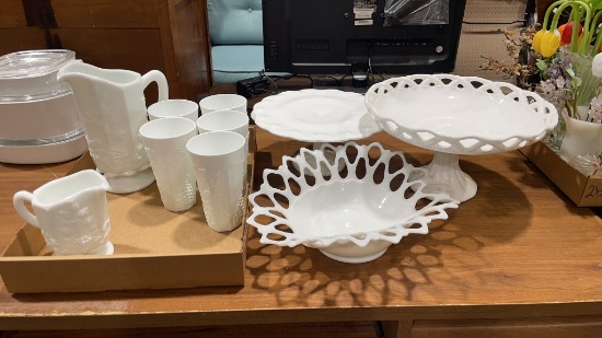 Lot of milk glass