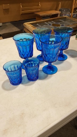 Box of blue  glasses