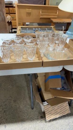 2 boxes of dessert glassware & plates