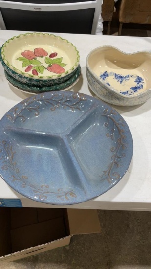 Serving tray, pie plates & bowl