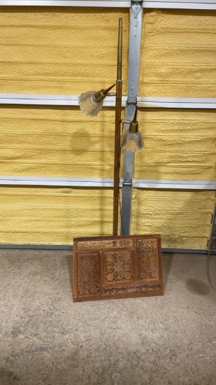 Wooden lamp & wall hanging