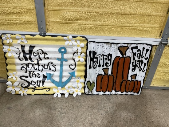 2 metal signs