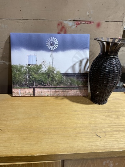 Windmill picture & vase