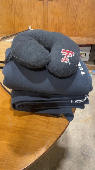 2 Texas Tech blankets & travel neck pillow