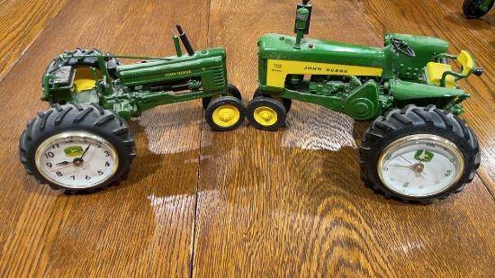 2 John Deere clock tractors