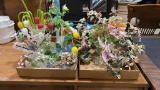 2 boxes of glass flowers