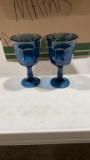 Box of glasses/blue goblets