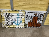 2 metal signs