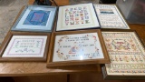 Box of embroidery framed artwork