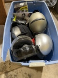 Large tub of ATV/motorcycle helmets & goggles