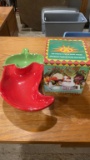 Pepper chip & salsa tray & salsa maker