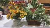 2 artificial plant & flower arrangements