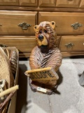 Wood carved “Welcome” bear
