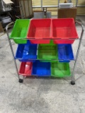 Rolling organizing bin cart