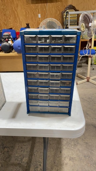 40 drawer small parts bin w/misc parts