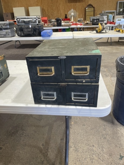 Lot of 2 green metal card files