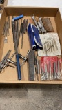 Box of misc ez-outs, files, allen wrenches &