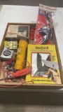 Box of electrical meter,fuses,torch head &