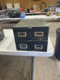 Lot of 2 green metal card files