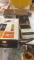 Box of vintage portable tape cartridge player,