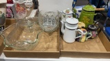2 boxes of candy dishes, tea/coffee pots, s & p
