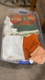 Tub of blankets & towels