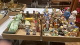 2 boxes of ceramic figurines & doll