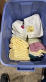 Tub of new towels, washcloths & flour sacks