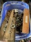 Tub of steel pipe fittings & copper clamps