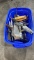 Tub of sheetrock hawks, knives & trowels