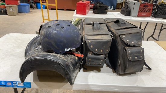 Motorcycle saddle bags,seat & helmet