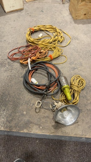 Lot of extension cords & drop lights