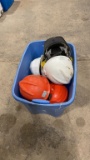 Tub of hard hats