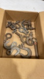 Box of clevis, eye bolts & chain hooks