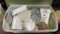 Tub of ice trays,paper plates & napkins,cutting