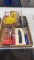 Box of Kobalt 24V battery,feather board,knife &