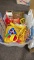 Box of misc toys & exercise equipment